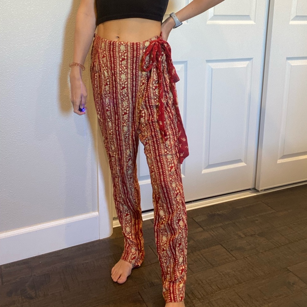 Trafaluc Zara Tie Front Printed Pant